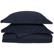 Superior Cotton Blend Solid 3 Piece Heavyweight Duvet Cover Set - Navy Blue