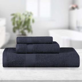 Kendell Egyptian Cotton Quick Drying 3-Piece Towel Set - Black