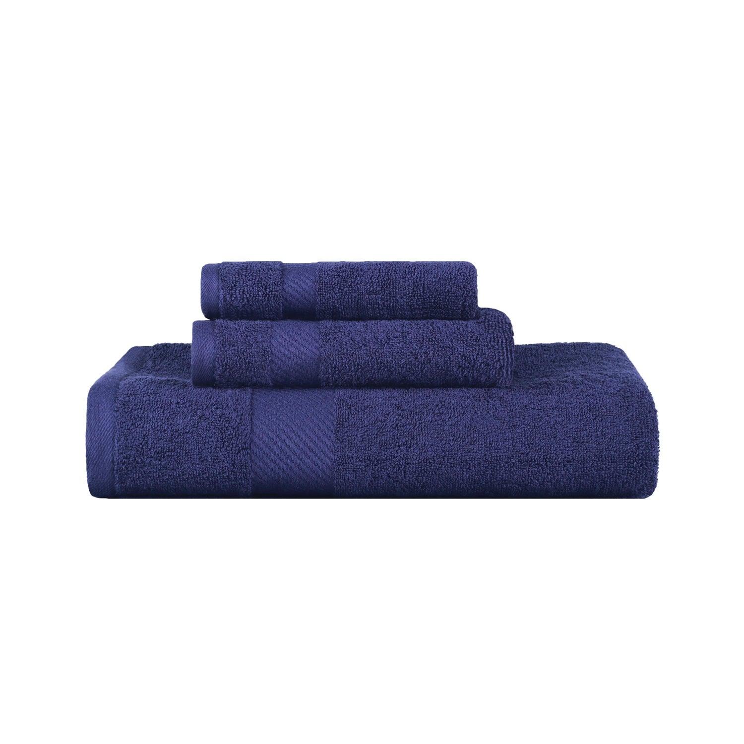 Kendell Egyptian Cotton Quick Drying 3-Piece Towel Set - Navy Blue