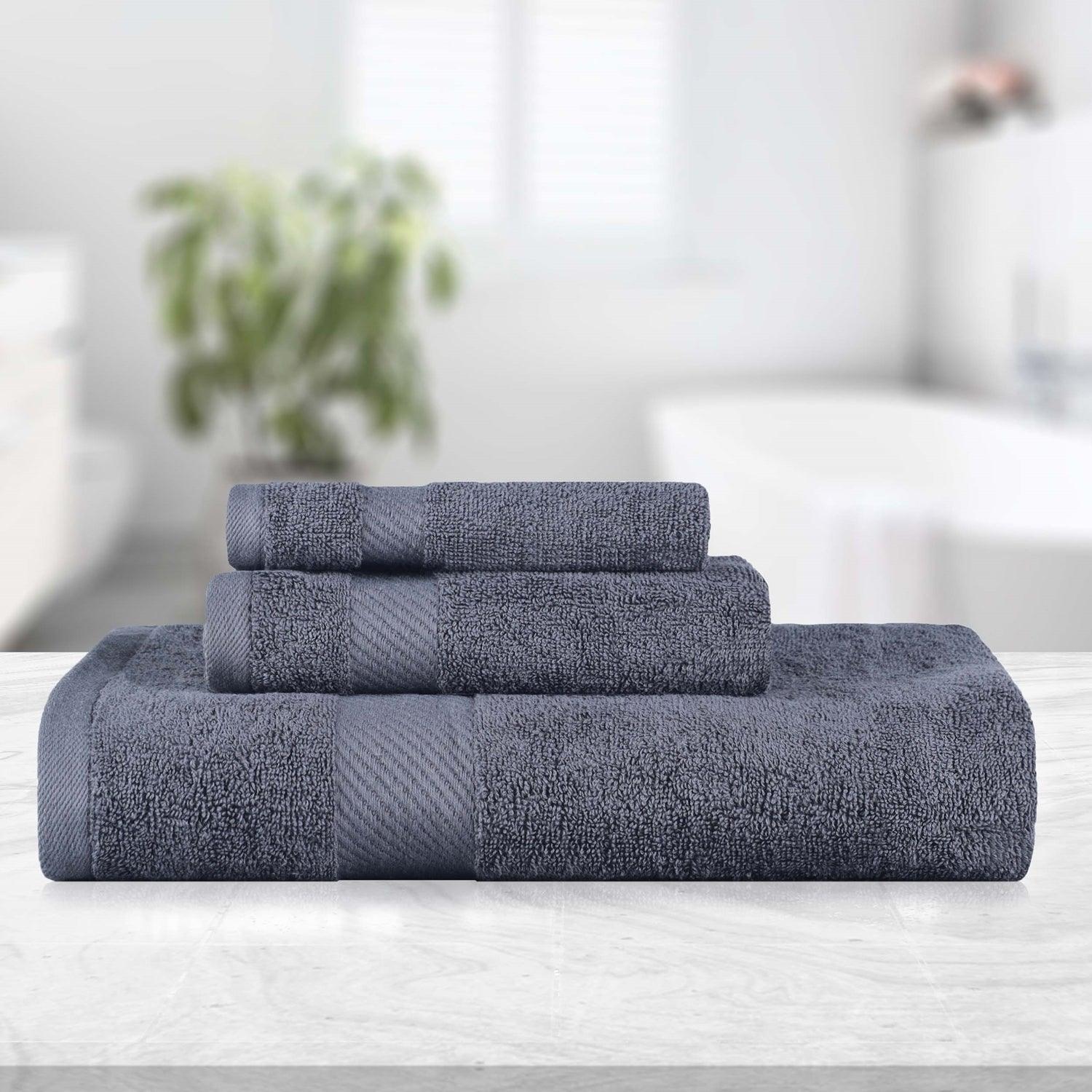 Kendell Egyptian Cotton Quick Drying 3-Piece Towel Set - Smoked Pearl