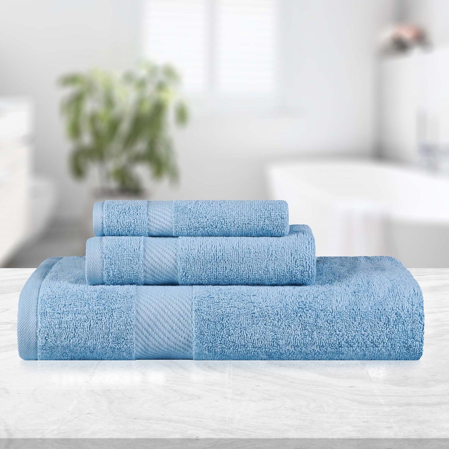 Kendell Egyptian Cotton Quick Drying 3-Piece Towel Set - Winter Blue