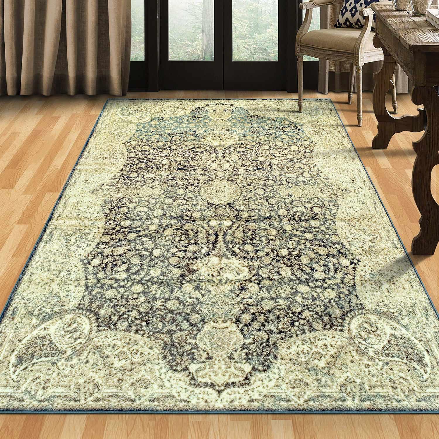 Lumen Distressed Oriental Floral Medallion Indoor Area Rug Or Runner - by Superior