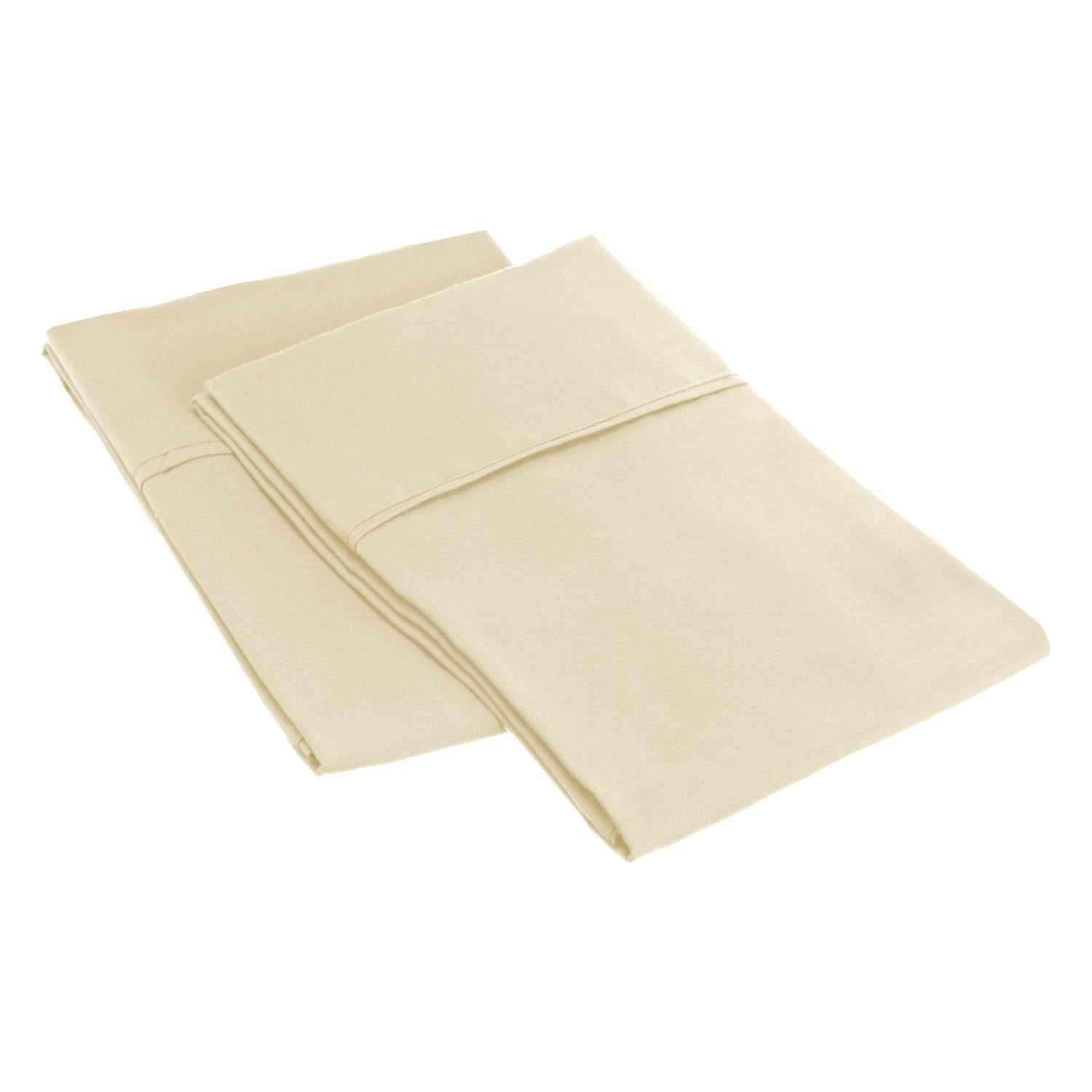 Superior 2 Piece Microfiber Wrinkle Resistant Solid Pillowcase Set - Beige