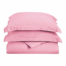 Superior Microfiber Wrinkle-Free Stripe Breathable Duvet Cover Set with Button Closure - Pink