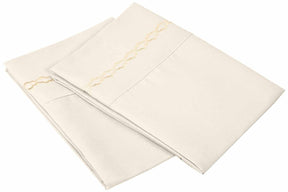  Embroidered Moroccan Trellis Wrinkle Resistant 2-Piece Pillowcase Set - Ivory