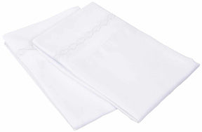  Embroidered Moroccan Trellis Wrinkle Resistant 2-Piece Pillowcase Set - White/White