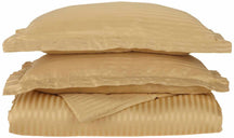 Superior Microfiber Wrinkle-Free Stripe Breathable Duvet Cover Set with Button Closure - Gold