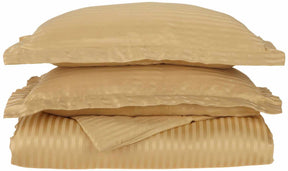 Superior Microfiber Wrinkle-Free Stripe Breathable Duvet Cover Set with Button Closure - Gold