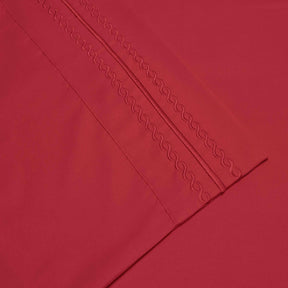  Microfiber Wrinkle Resistant and Breathable Solid Infinity Embroidery Pillowcase Set - Red