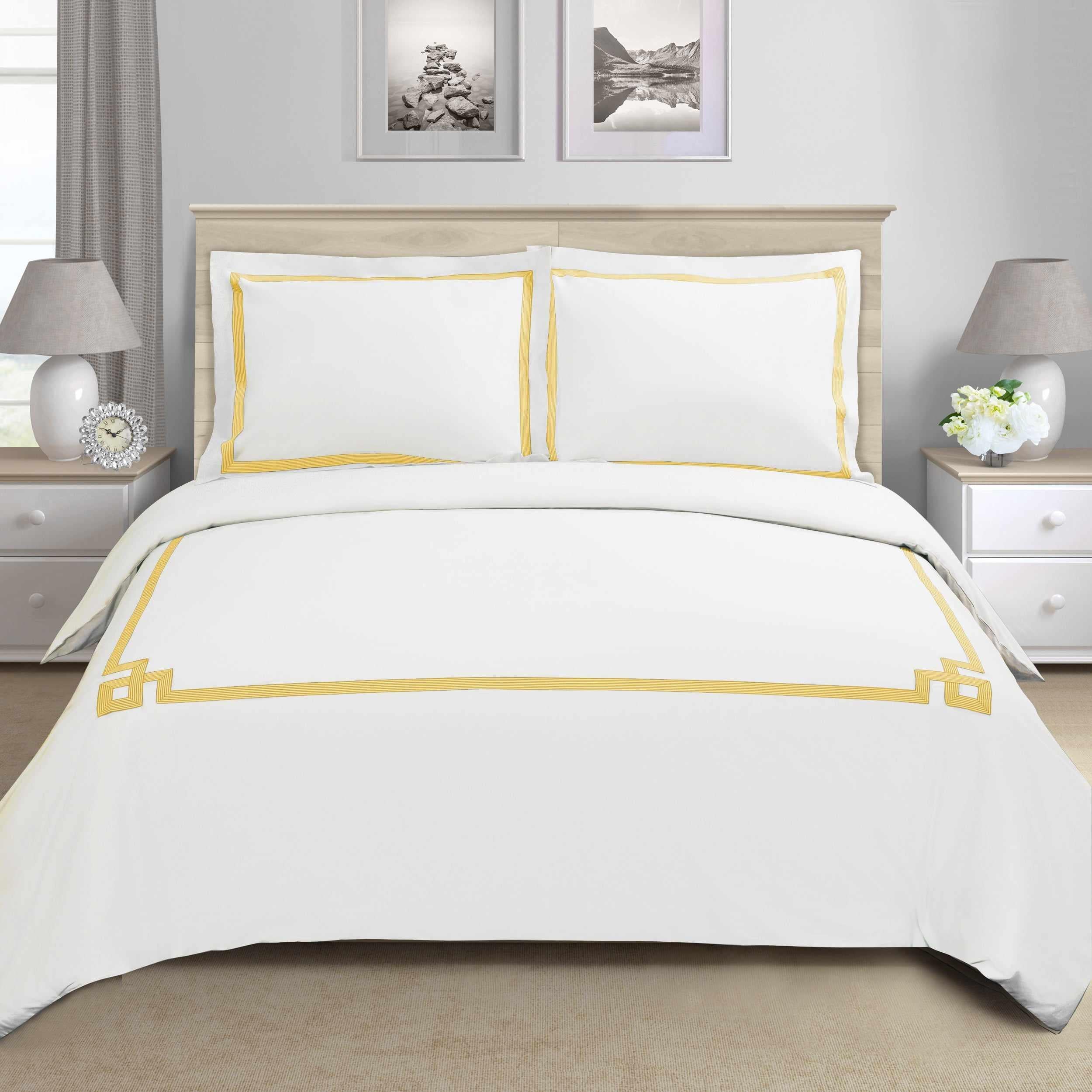 Miller Embroidered Border Cotton Duvet Cover Set - Duvet Cover Set by Superior Brand