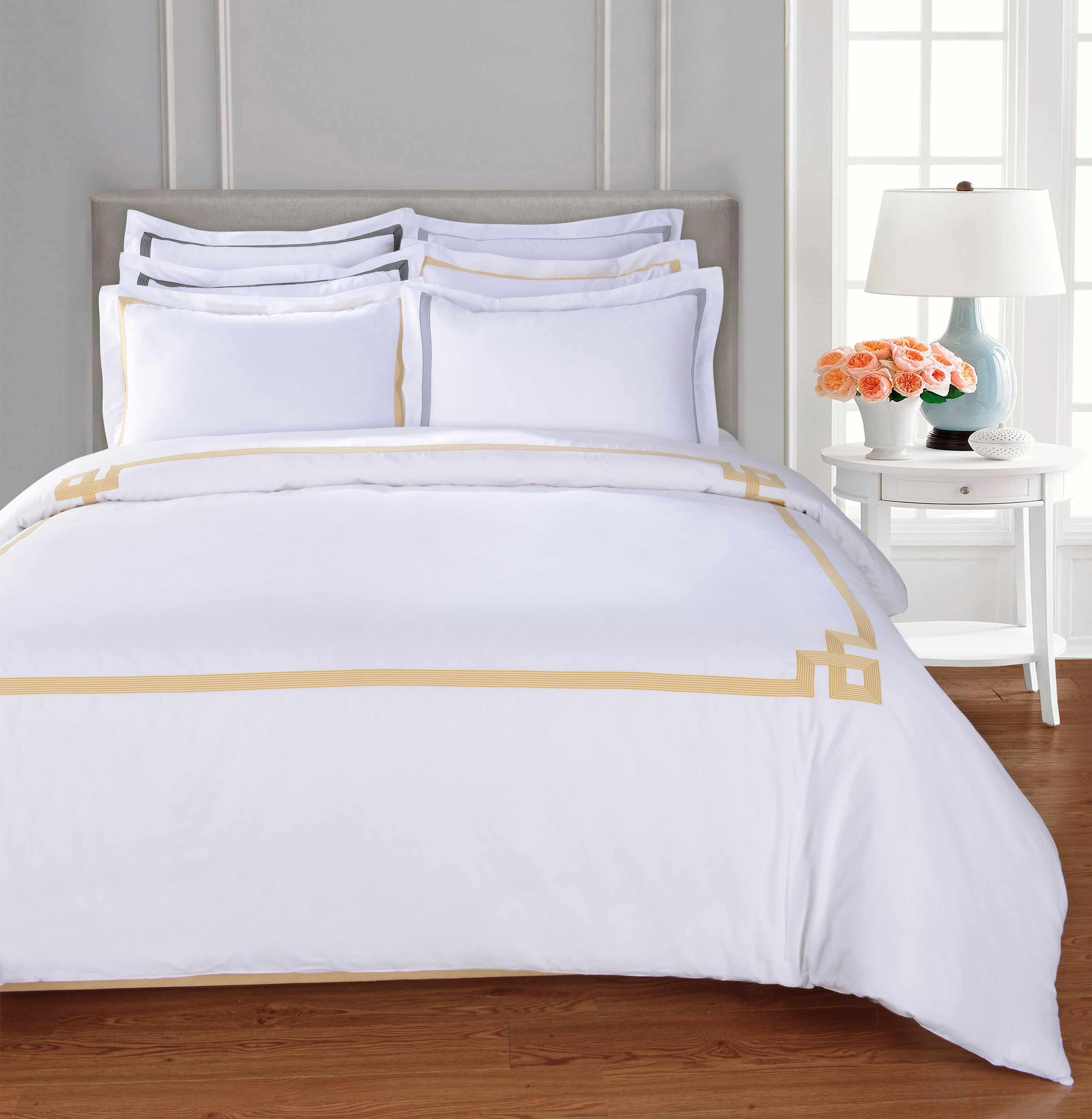 Miller Embroidered Border Cotton Duvet Cover Set - Duvet Cover Set by Superior Brand