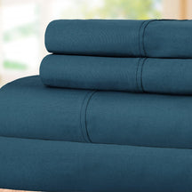  Superior 100% Cotton Percale 300 Thread Count Sheet Set - Navy Blue