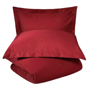 Superior Cotton Percale Modern Traditional Duvet Cover Set - Burgundy