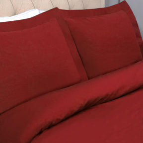 Superior Cotton Percale Modern Traditional Duvet Cover Set - Burgundy