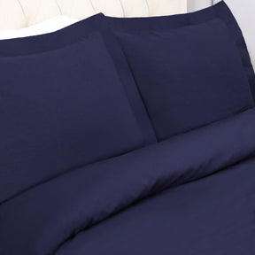 Superior Cotton Percale Modern Traditional Duvet Cover Set - Crown Blue
