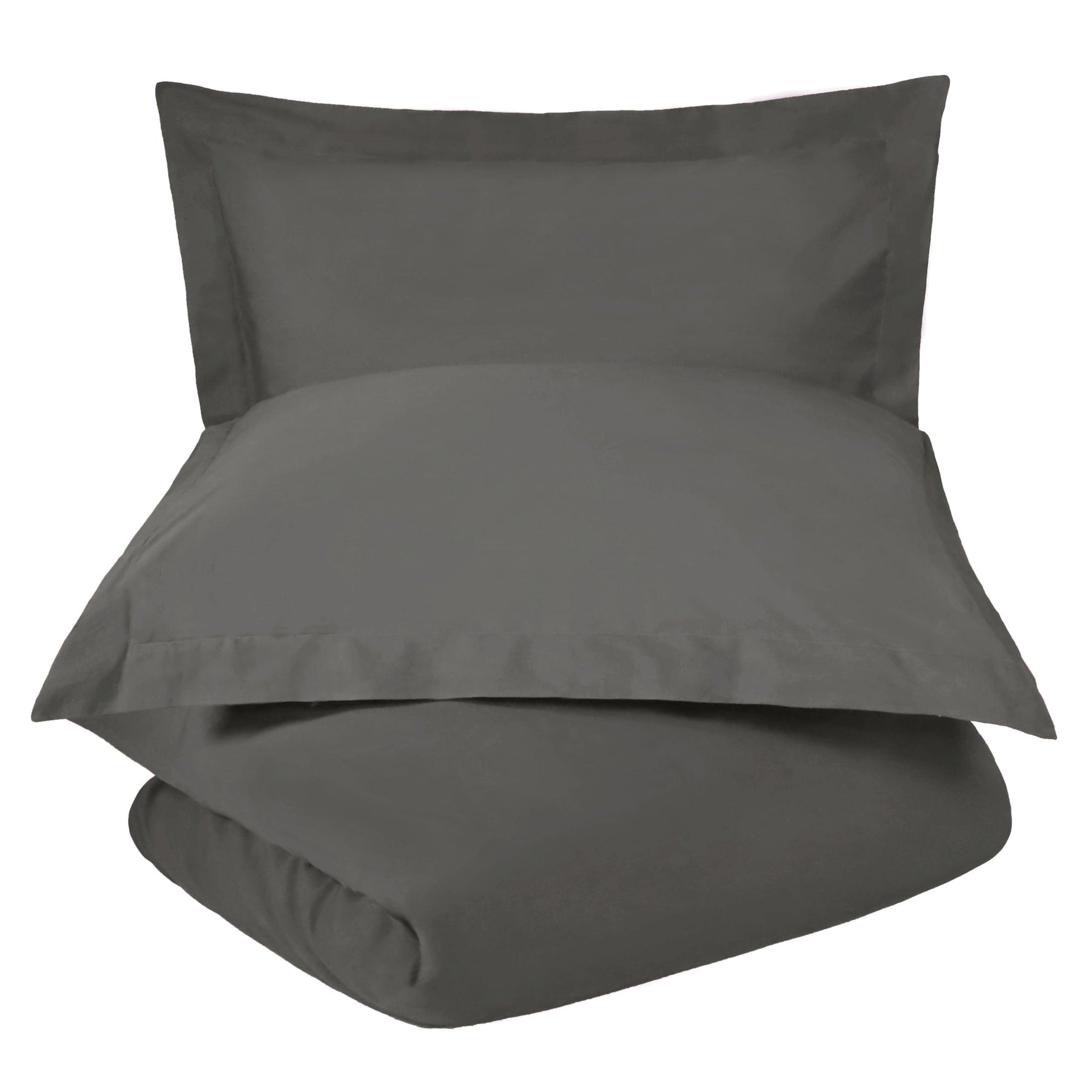 Superior Cotton Percale Modern Traditional Duvet Cover Set - Grey