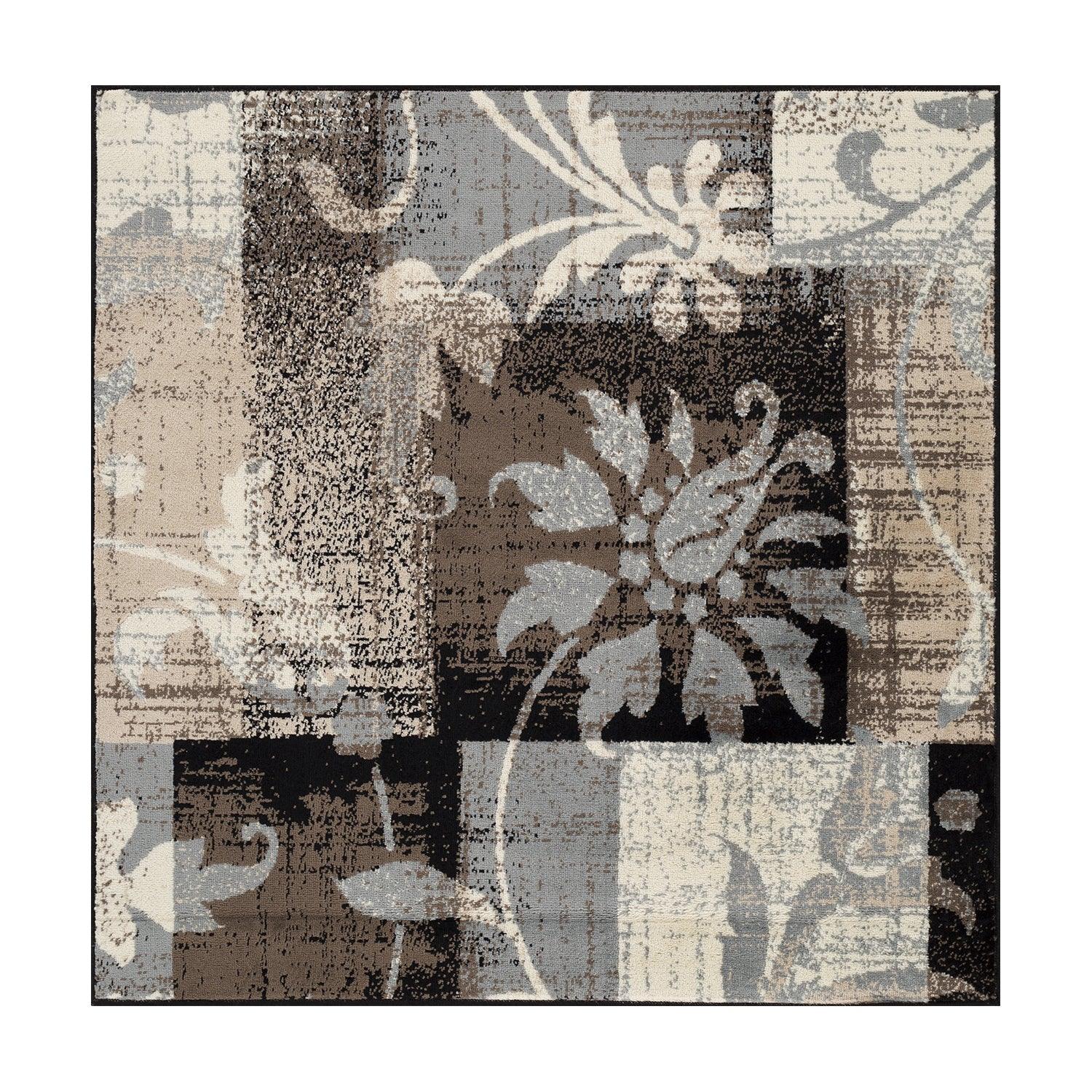  Superior Pastiche Contemporary Floral Patchwork Area Rug - chocolate