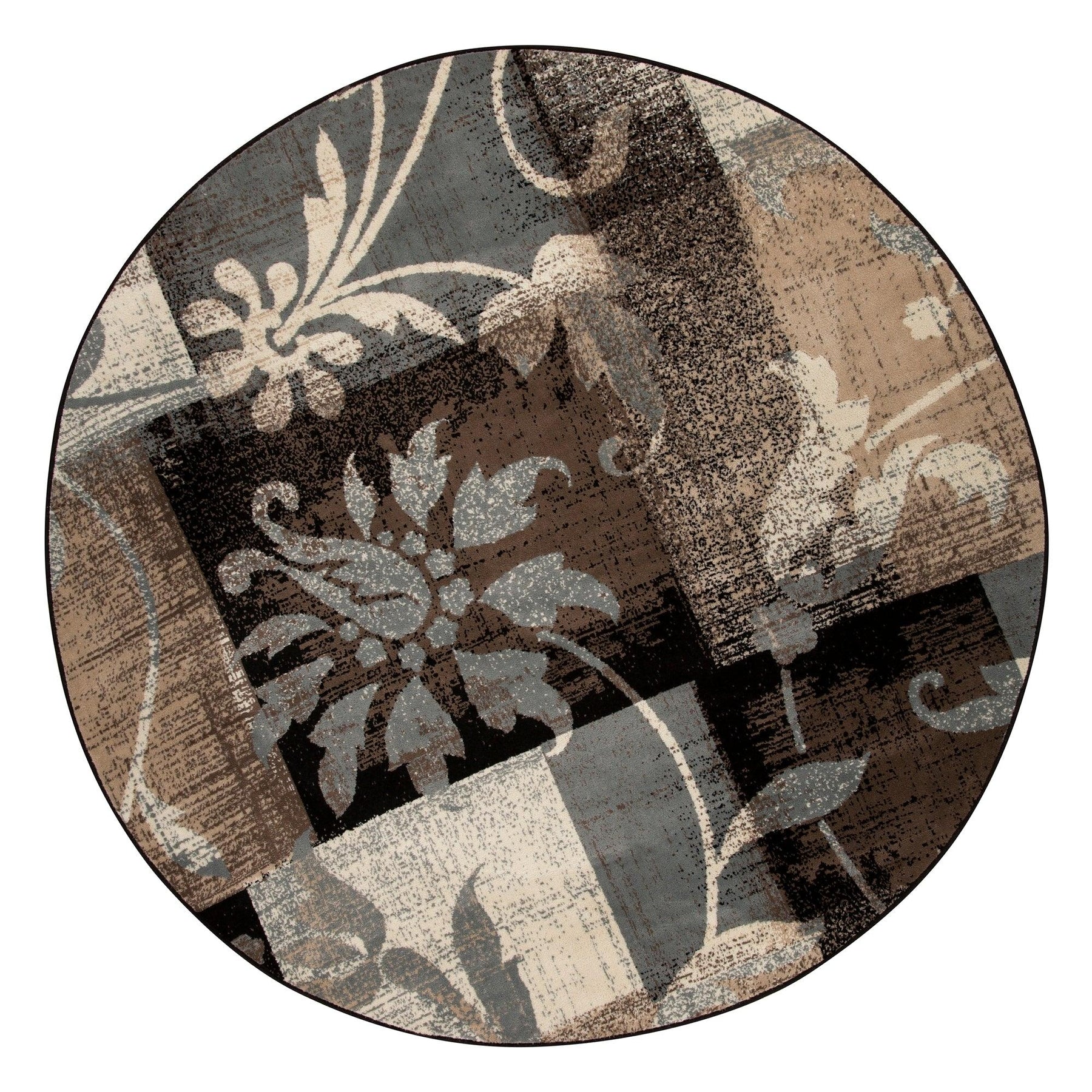  Superior Pastiche Contemporary Floral Patchwork Area Rug - chocolate
