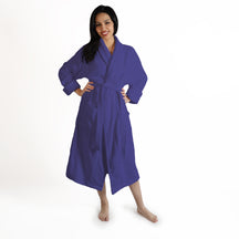 Classic Women's Home and Bath Collection Traditional Turkish Cotton Cozy Bathrobe with Adjustable Belt and Hanging Loop - Navy Blue