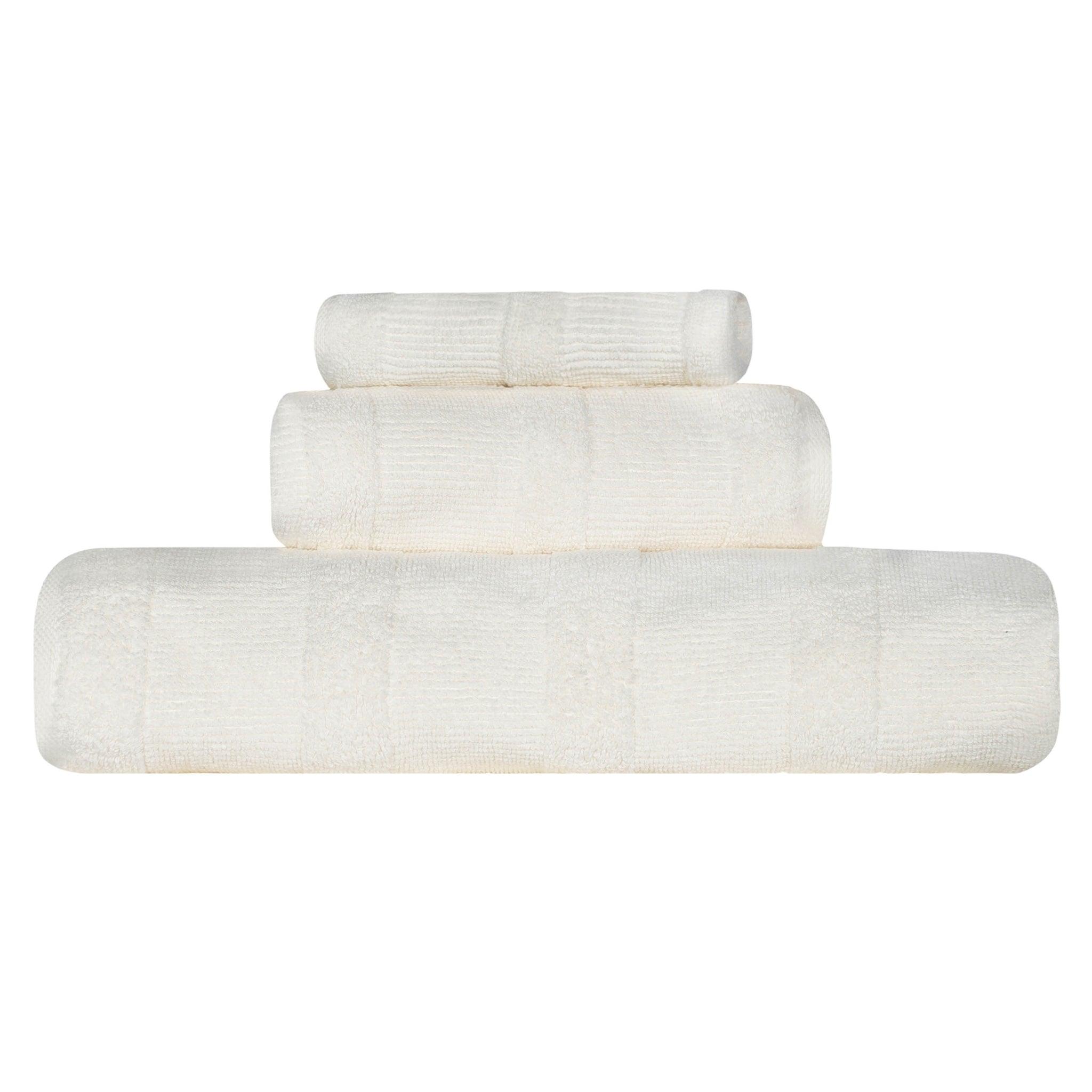 Roma Cotton Ribbed Textured Soft Absorbent 3 Piece Assorted Towel Set - Towel Set by Superior