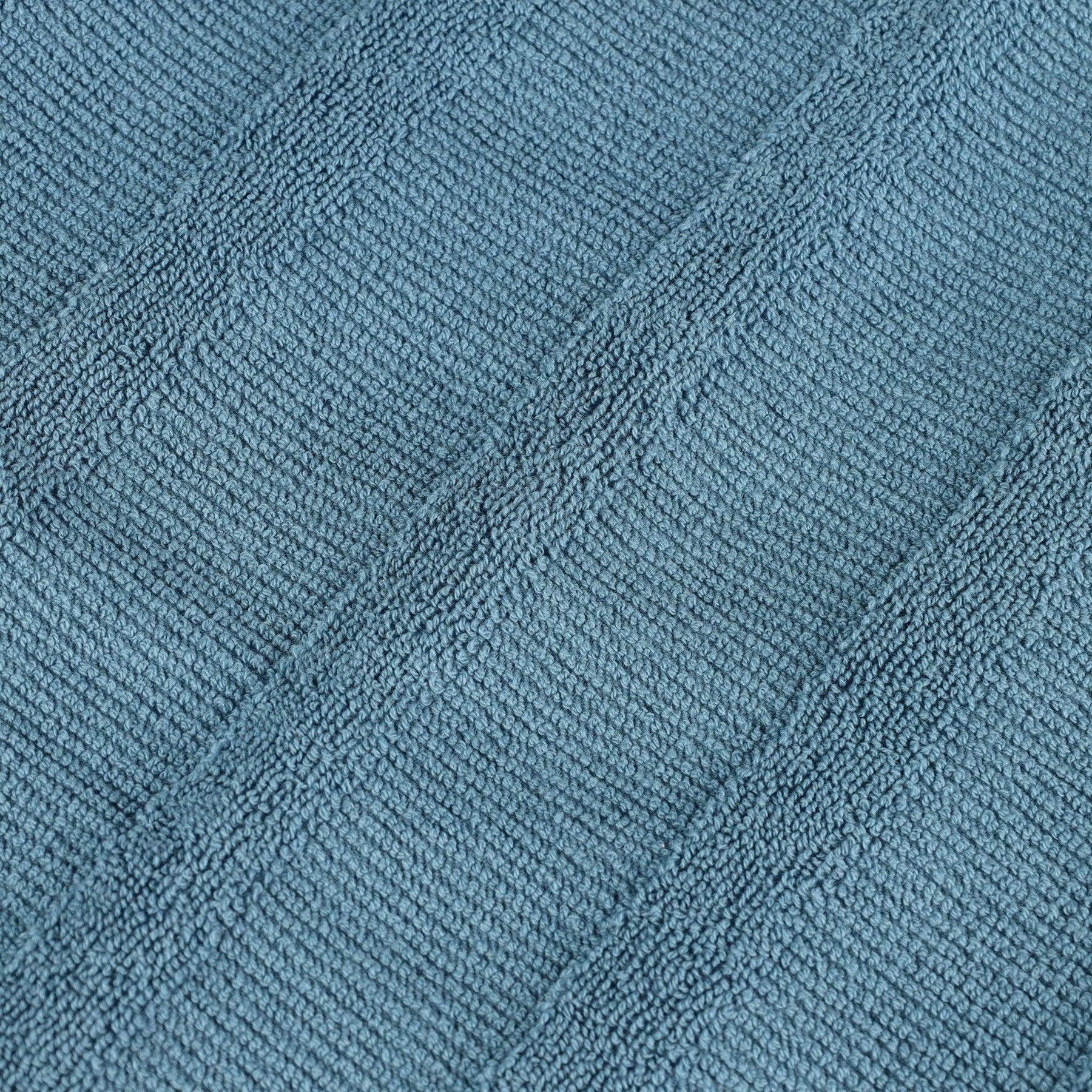 Ribbed Cotton Medium Weight 6 Piece Bath Towel Set - Denim Blue
