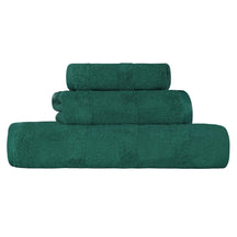 Ribbed Turkish Cotton 3-Piece Solid Quick-Dry Assorted Highly Absorbent Towel Set - Evergreen