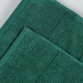 Ribbed Cotton Medium Weight 6 Piece Bath Towel Set -  Evergreen