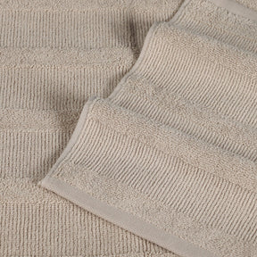 Ribbed Turkish Cotton 3-Piece Solid Quick-Dry Assorted Highly Absorbent Towel Set - Stone