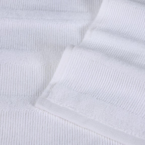 Ribbed Turkish Cotton 3-Piece Solid Quick-Dry Assorted Highly Absorbent Towel Set - White