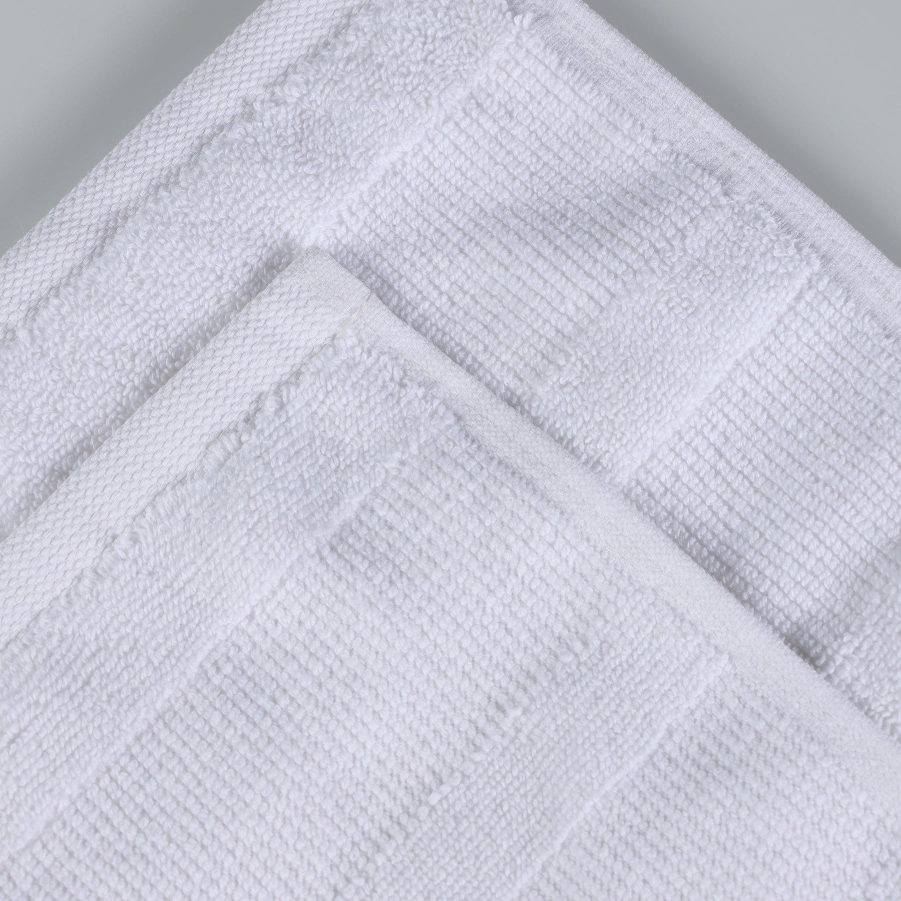 Ribbed Cotton Medium Weight 6 Piece Bath Towel Set - White
