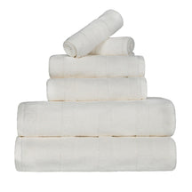 Ribbed Cotton Medium Weight 6 Piece Bath Towel Set - Ivory