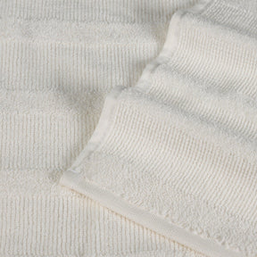Ribbed Cotton Medium Weight 6 Piece Bath Towel Set - Ivory