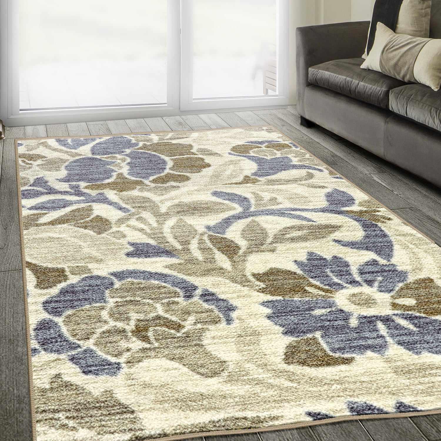 Roselyn Floral Indoor Washable Area Rug Or Runner Or Door Mat - Rugs by Superior