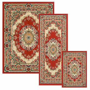 Superior Tayana Traditional Oriental Floral Medallion 3-Piece Indoor Area Rug Set - Caramel