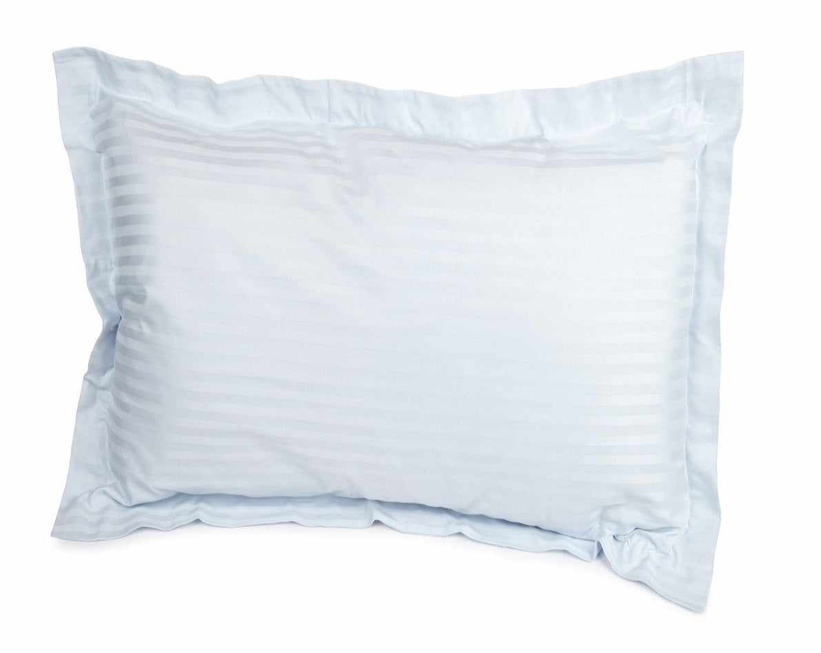600 Thread Count 100% Egyptian Cotton Elegant Striped Pillow Sham Set - Light Blue