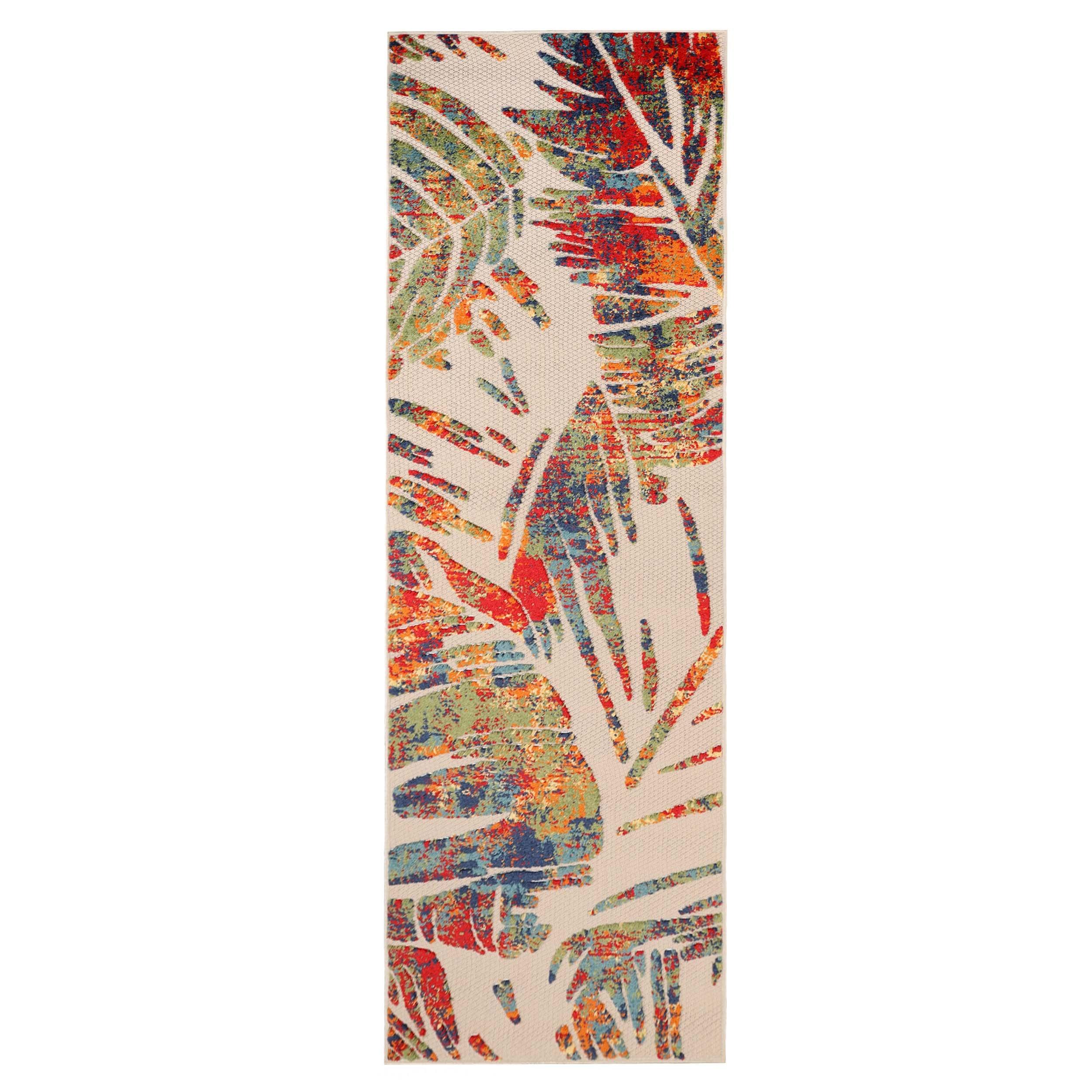 Siesta Botanical Leaves Geometric Area Rug Indoor Outdoor Rug - Rugs by Superior