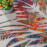 Siesta Botanical Leaves Geometric Area Rug Indoor Outdoor Rug - Rugs by Superior