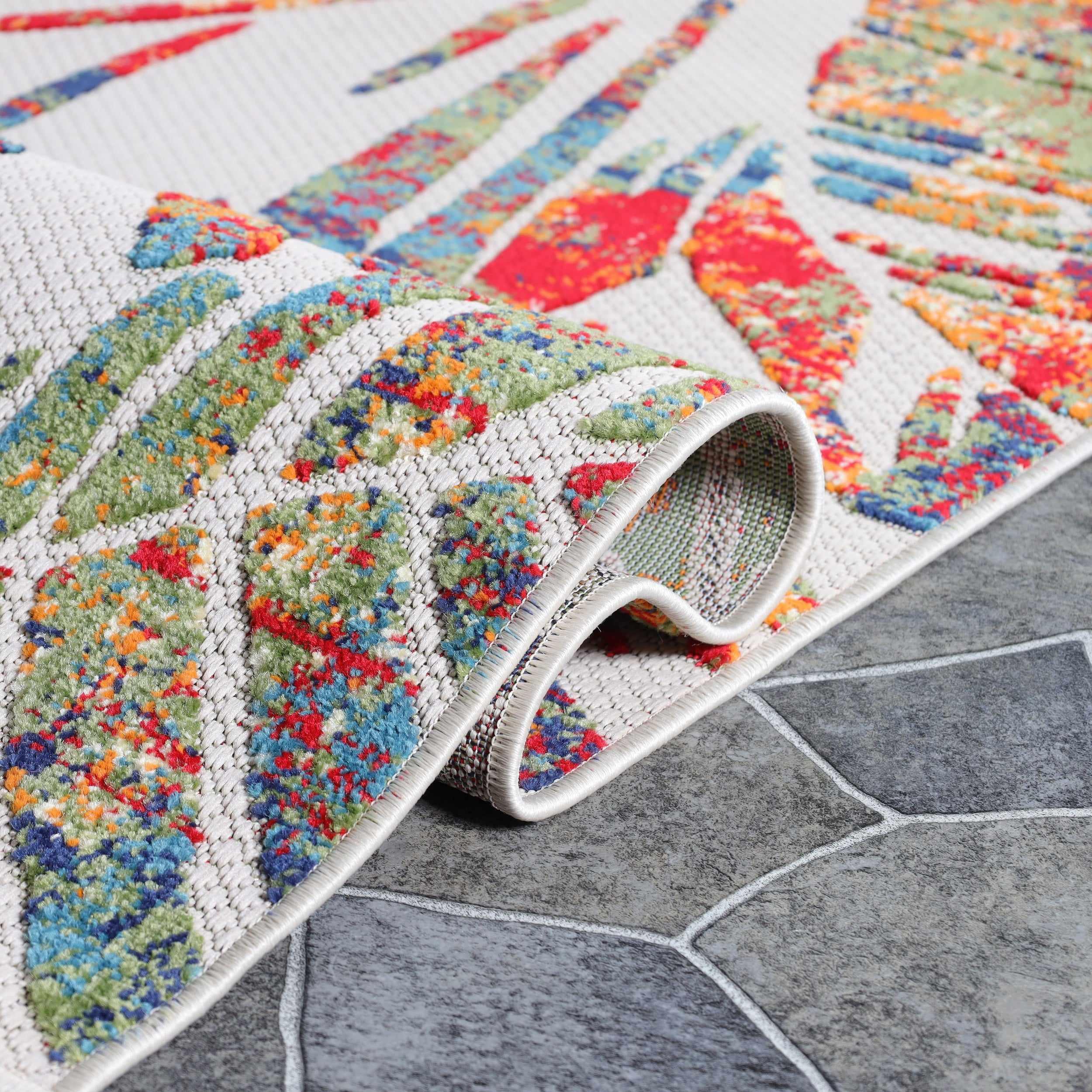 Siesta Botanical Leaves Geometric Area Rug Indoor Outdoor Rug - Rugs by Superior