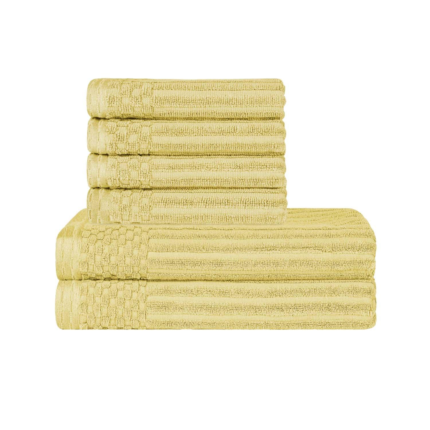 Soho Cotton Ribbed Textured Absorbent Hand and Bath Towel Set - Towel Set by Superior