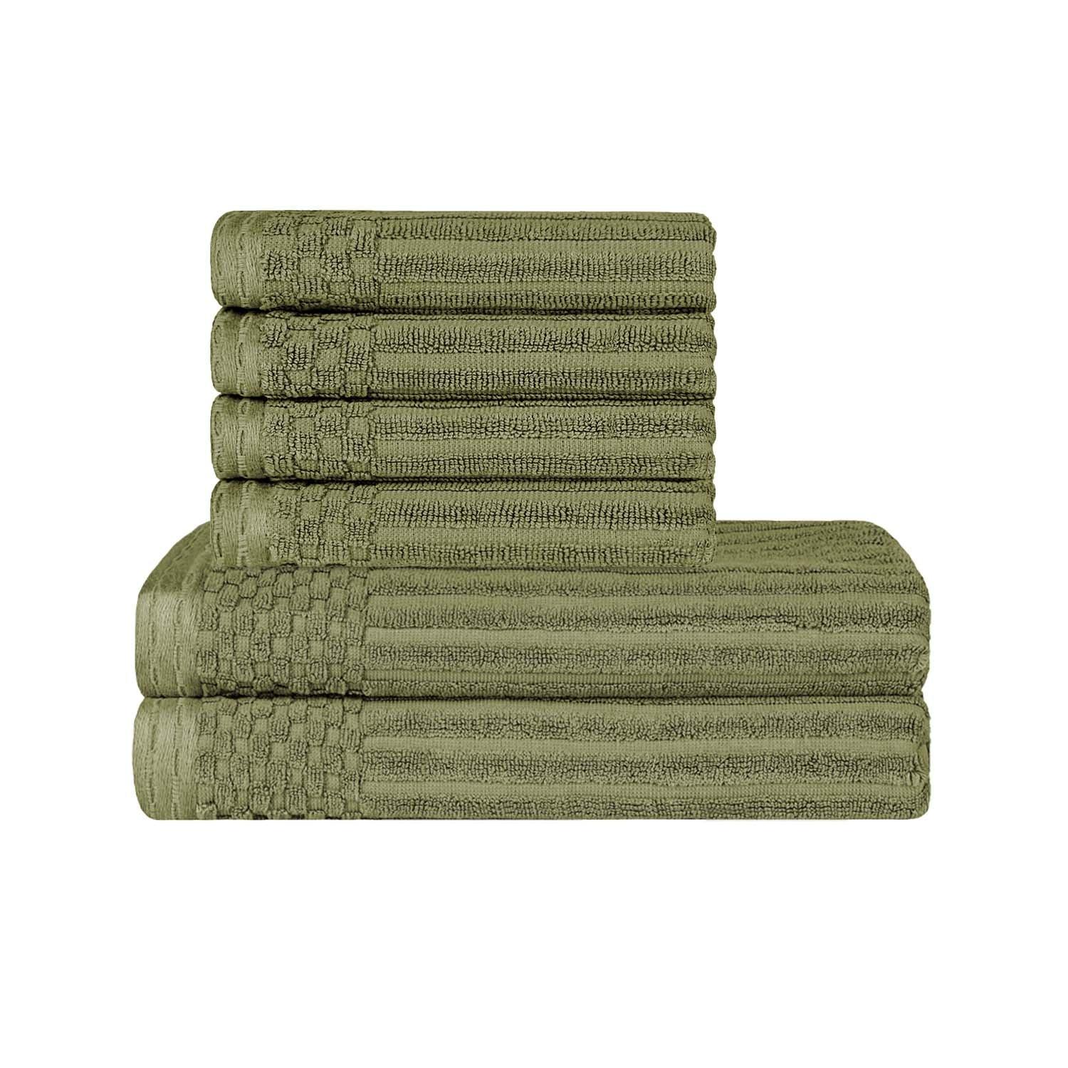Soho Cotton Ribbed Textured Absorbent Hand and Bath Towel Set - Towel Set by Superior