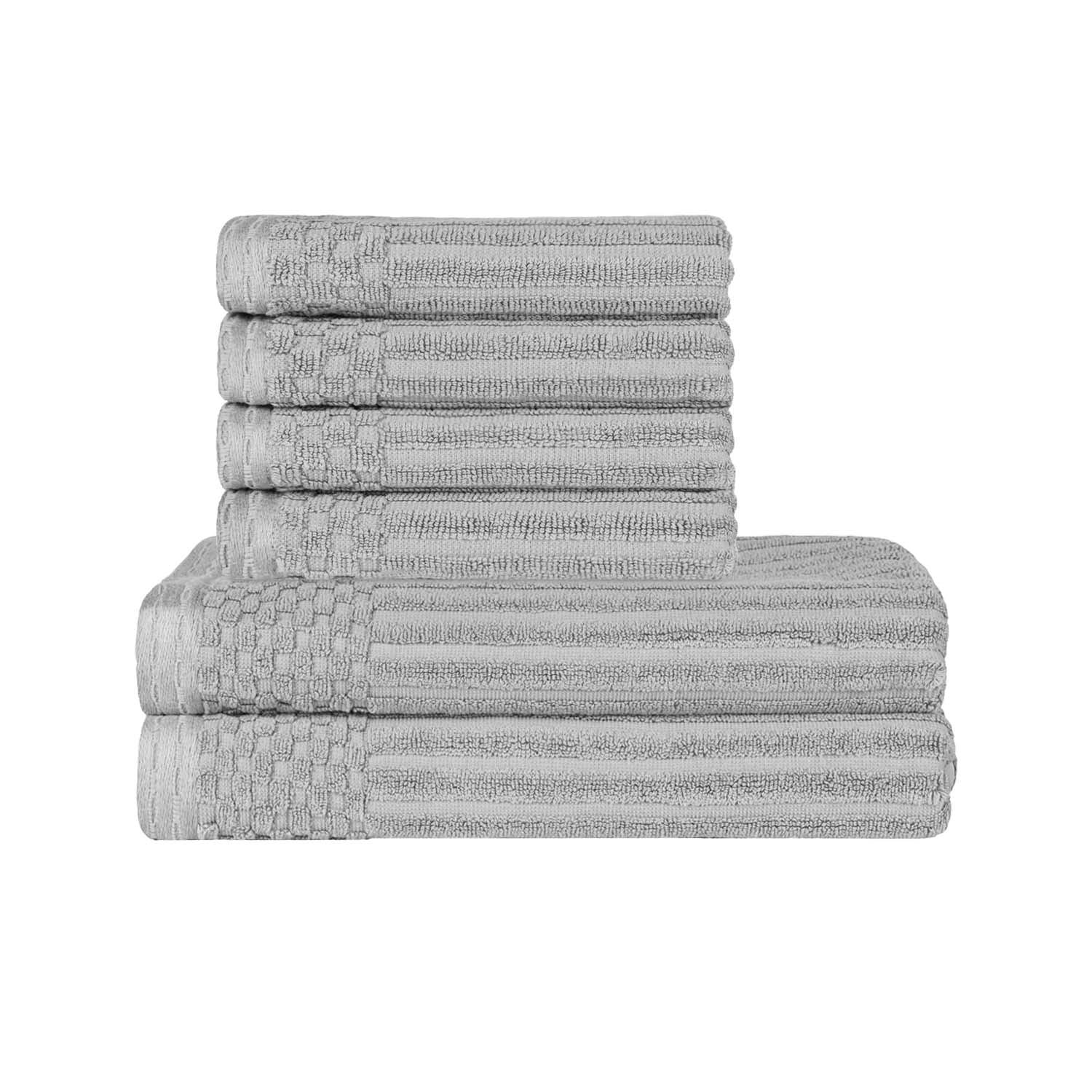 Soho Cotton Ribbed Textured Absorbent Hand and Bath Towel Set - Towel Set by Superior