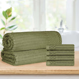 Soho Cotton Ribbed Textured Absorbent Hand Towel and Bath Sheet Set - Towel Set by Superior