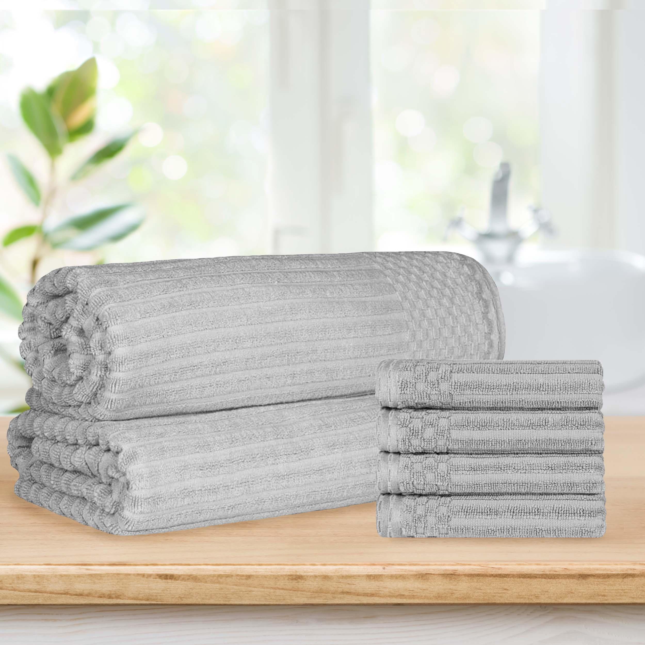 Soho Cotton Ribbed Textured Absorbent Hand Towel and Bath Sheet Set - Towel Set by Superior Brand