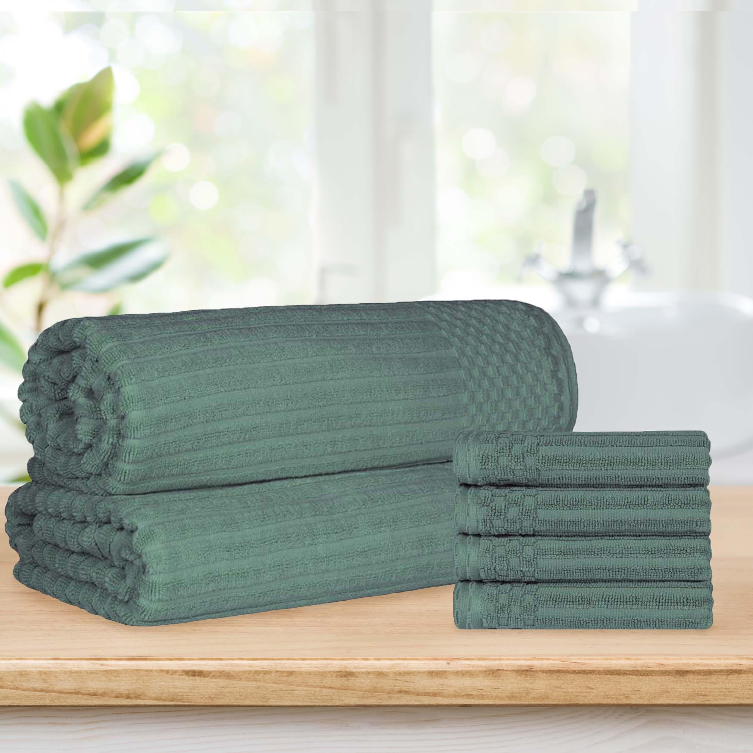 Soho Cotton Ribbed Textured Absorbent Hand Towel and Bath Sheet Set - Towel Set by Superior Brand