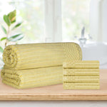 Soho Cotton Ribbed Textured Absorbent Hand Towel and Bath Sheet Set - Towel Set by Superior