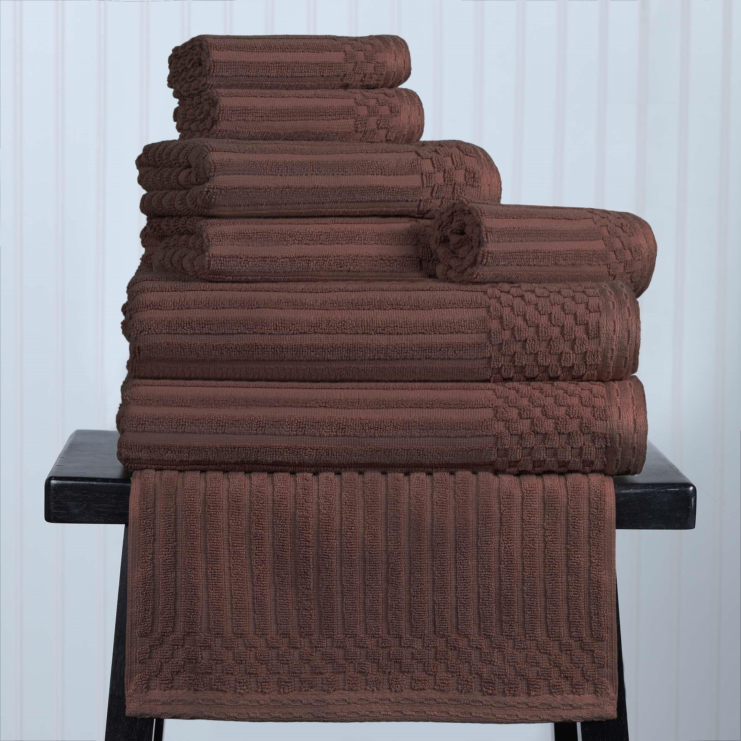 Soho Ribbed Cotton Absorbent Medium Weight 8 Piece Towel Set - Towel Set by Superior