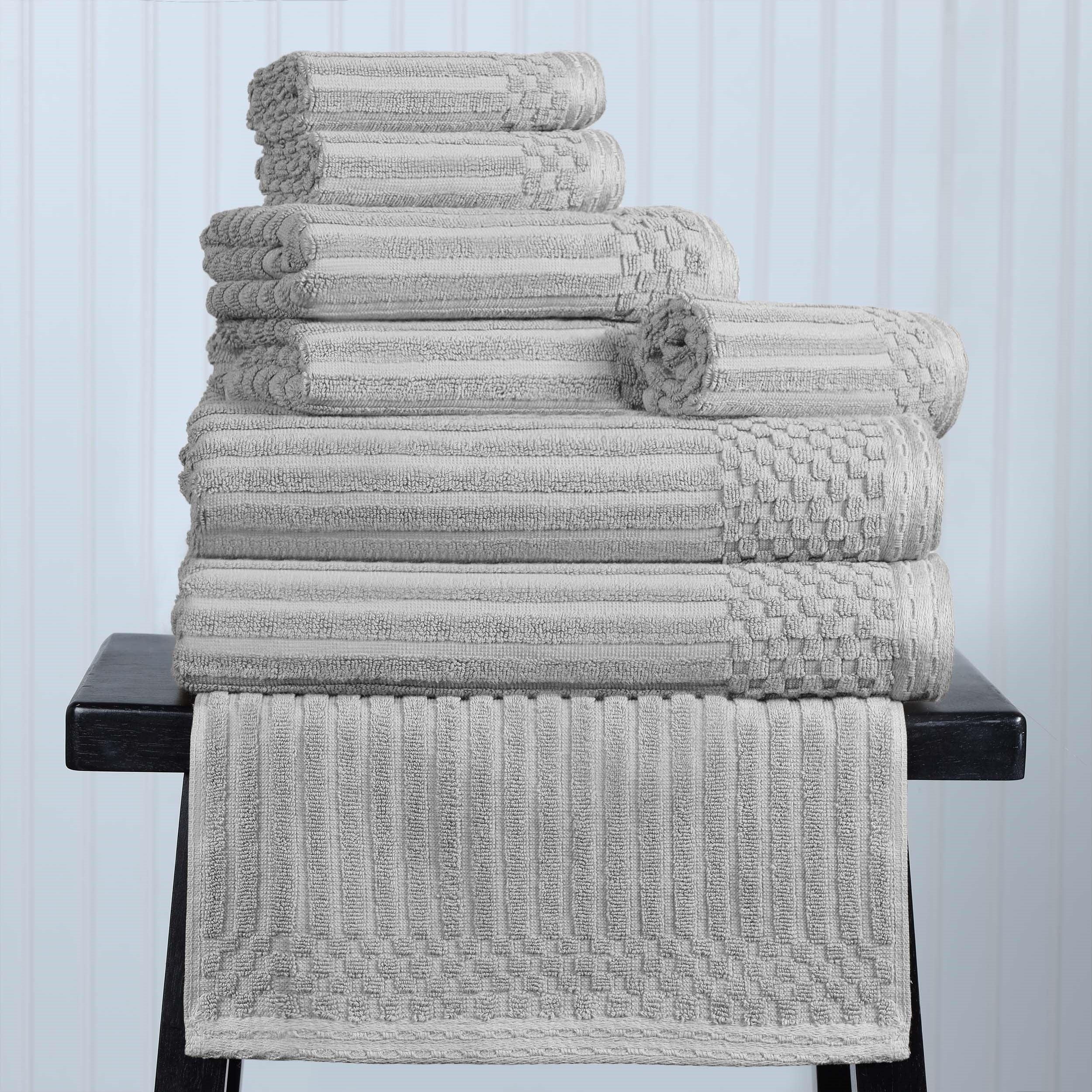 Soho Ribbed Cotton Absorbent Medium Weight 8 Piece Towel Set - Towel Set by Superior