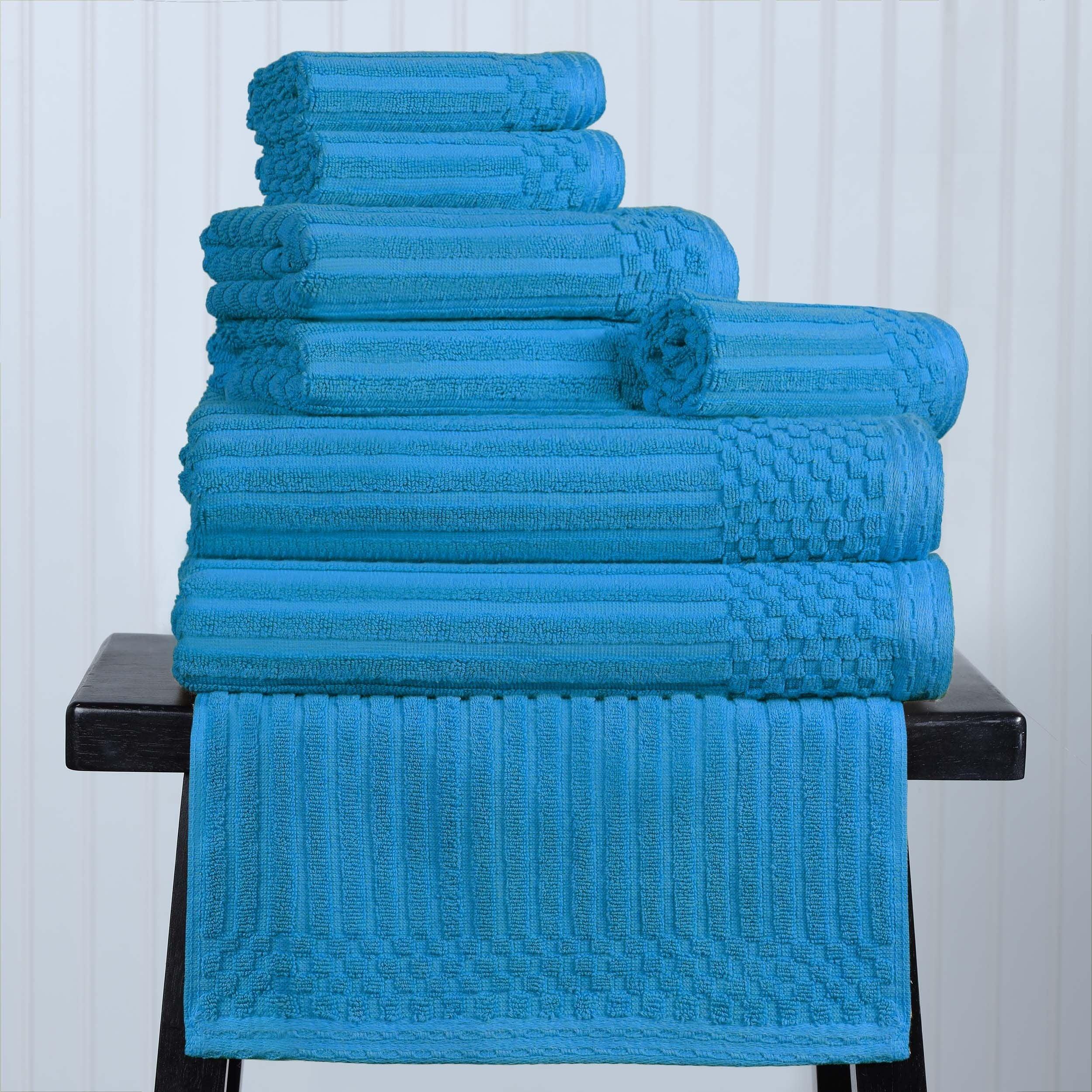 Soho Ribbed Cotton Absorbent Medium Weight 8 Piece Towel Set - Towel Set by Superior