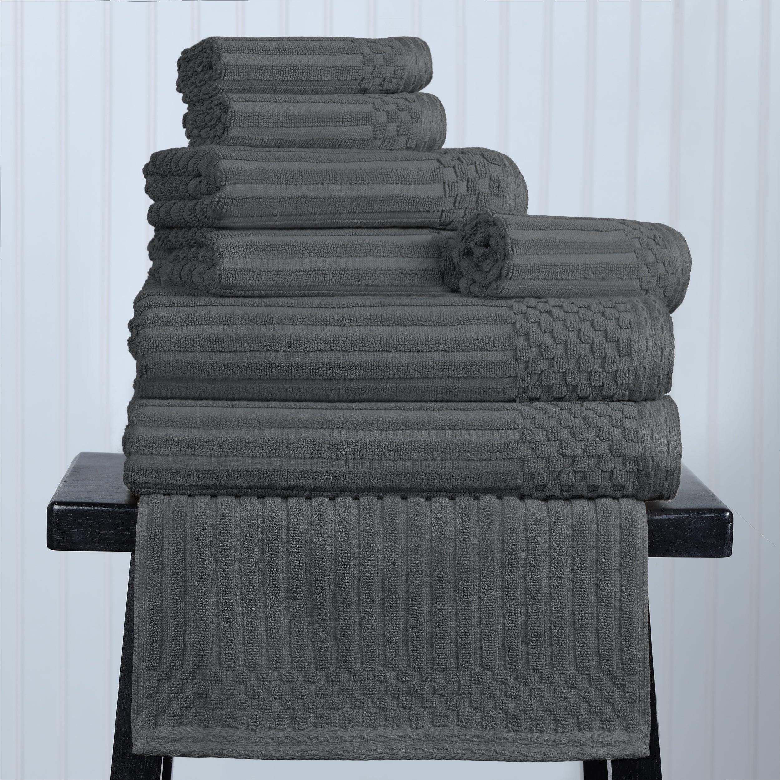 Soho Ribbed Cotton Absorbent Medium Weight 8 Piece Towel Set - Towel Set by Superior