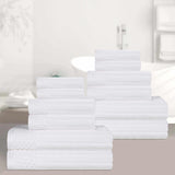 Soho Ribbed Cotton Absorbent Medium Weight 12 Piece Towel Set - Towel Set by Superior